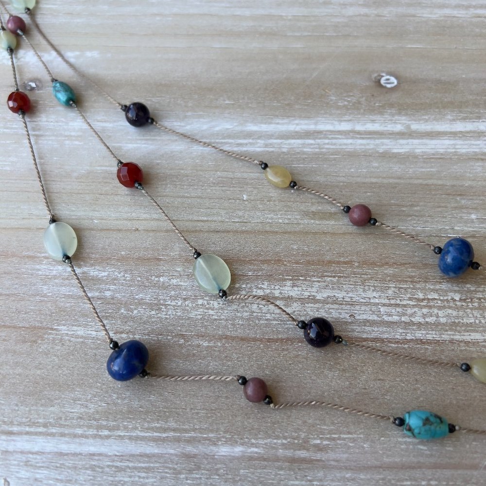 Three Stranded Beaded Necklace - Picture 4 of 5
